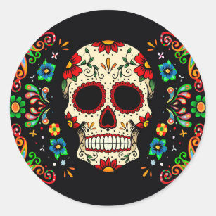 Fiesta Skull Classic Round Sticker