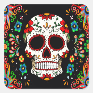 Fiesta Skull Square Sticker