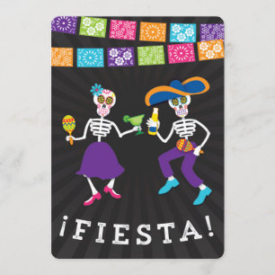 Fiesta Skulls Party Invitation with banners