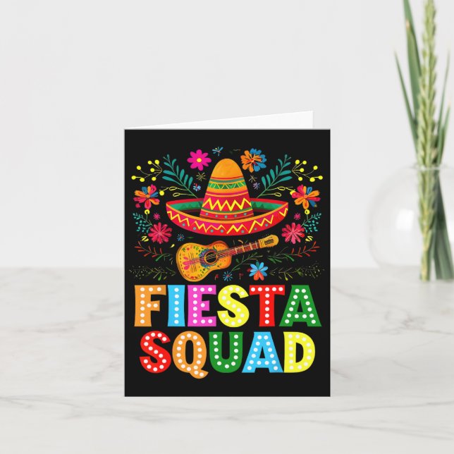 Fiesta Squad Cinco De Mayo Let's Fiesta Mexican Me Card (Front)