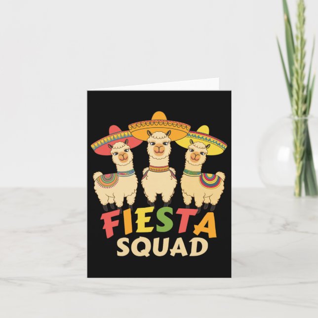 Fiesta Squad Cinco De Mayo Llama Let's Fiesta Mexi Card (Front)