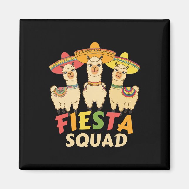 Fiesta Squad Cinco De Mayo Llama Let's Fiesta Mexi Magnet (Front)