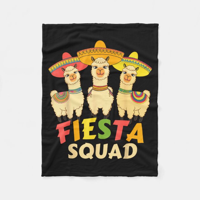 Fiesta Squad Cinco De Mayo Llama Lets Fiesta Mexic Fleece Blanket (Front)