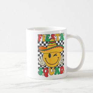 Fiesta Squad Cinco De Mayo Smile Chequered Mexican Coffee Mug