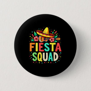 Fiesta squad cinco de mayo sombrero guitar party 6 cm round badge