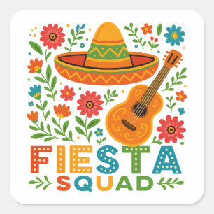 Fiesta Squad – Colourful Party Vibes Square Sticker