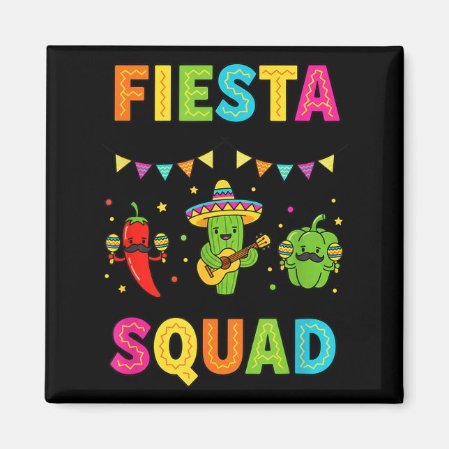 Fiesta squad cute cactus pepper bell pepper kids magnet (Front)