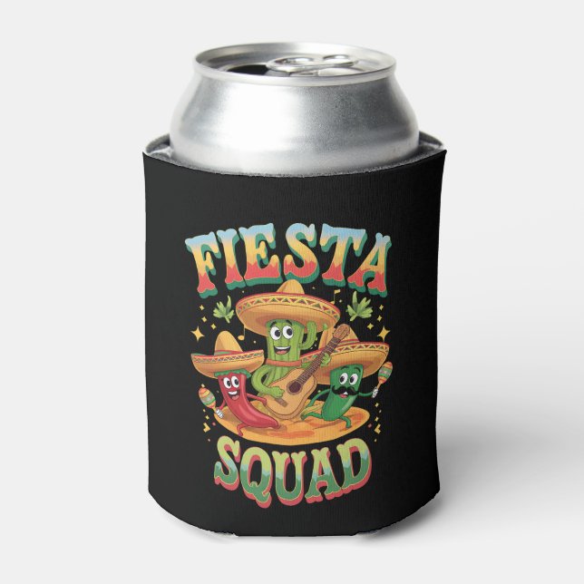 Fiesta Squad Funny Cinco De Mayo Mexican Party Can Cooler (Can Front)
