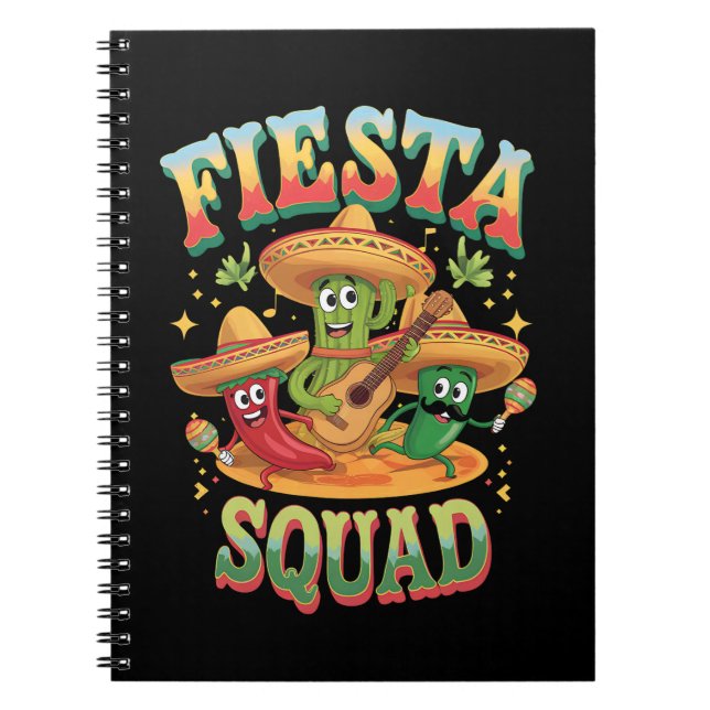Fiesta Squad Funny Cinco De Mayo Mexican Party Notebook (Front)
