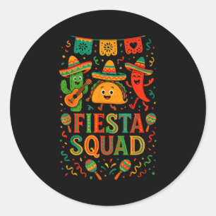 Fiesta squad funny cinco de mayo sombrero cactusFi Classic Round Sticker