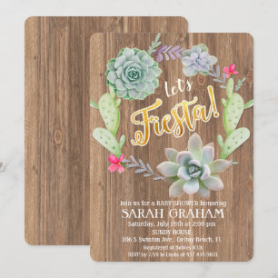 Fiesta Succulent Wreath Baby Shower Invitation