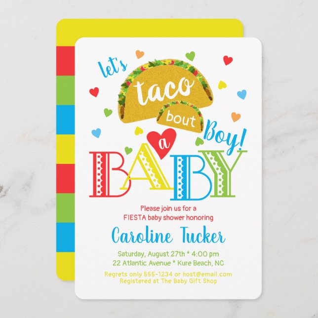 Fiesta Taco Bout a Baby Boy Shower Invitation (Front/Back)