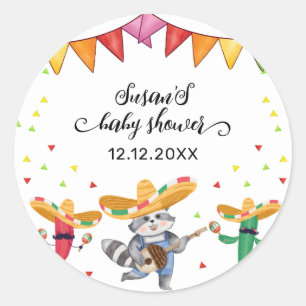 Fiesta Taco 'Bout A Baby Cactus Animal Baby Shower Classic Round Sticker