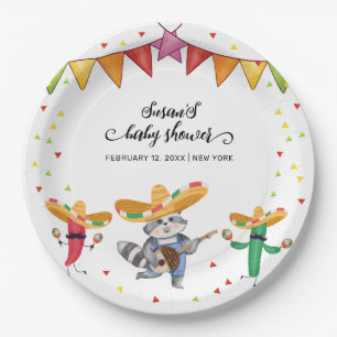 Fiesta Taco 'Bout A Baby Cactus Animal Baby Shower Paper Plate
