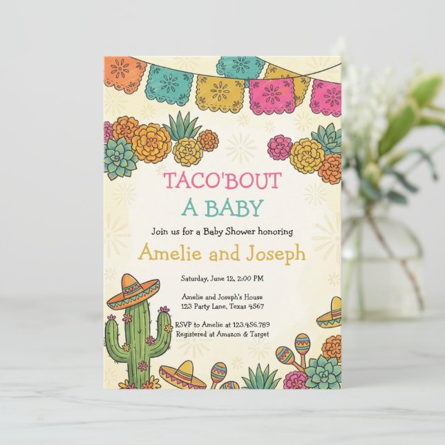 Fiesta Taco Bout a Baby Shower Invitation (Standing Front)