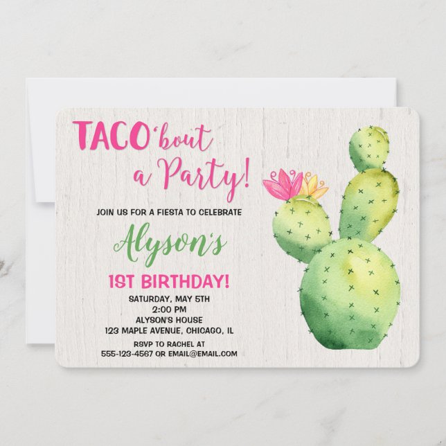 Fiesta taco bout a party birthday girl invitation (Front)