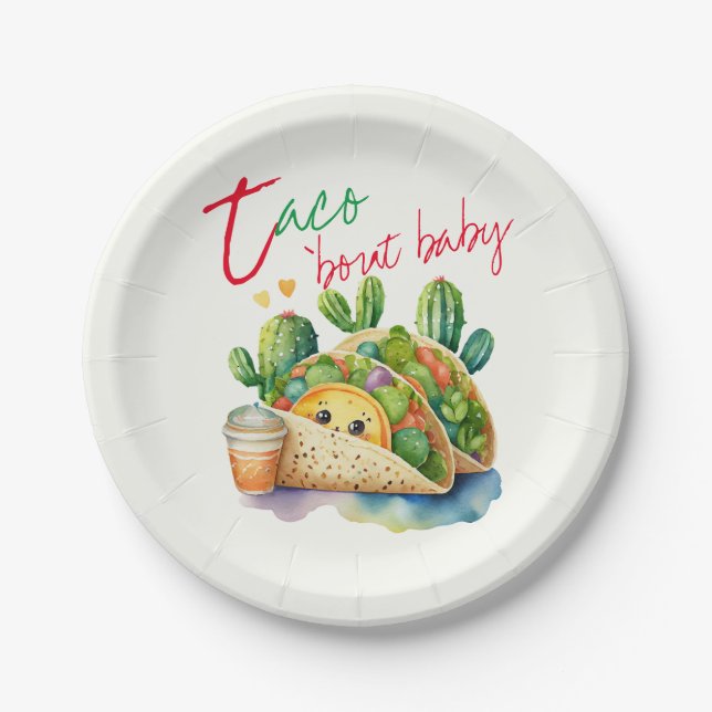 FIESTA Taco 'bout Baby Cute Tacos Baby Shower Paper Plate (Front)