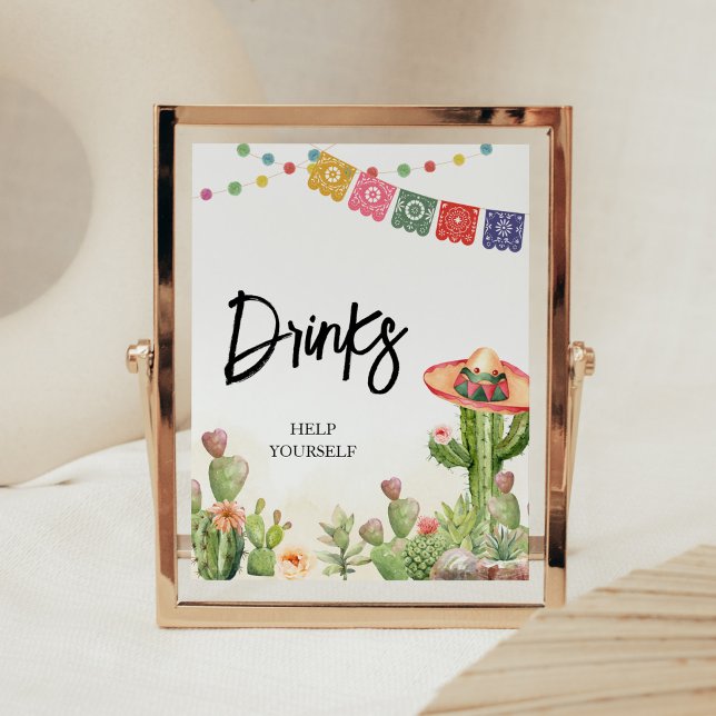 Fiesta Taco 'Bout Baby Shower Drinks Poster (Cinco De Mayo Taco Bout Baby Shower Drinks Sign)