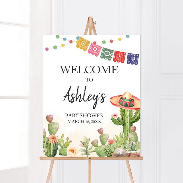 Fiesta Taco 'Bout Baby Shower Welcome Poster (Cinco De Mayo Taco Bout Baby Shower Welcome Sign)