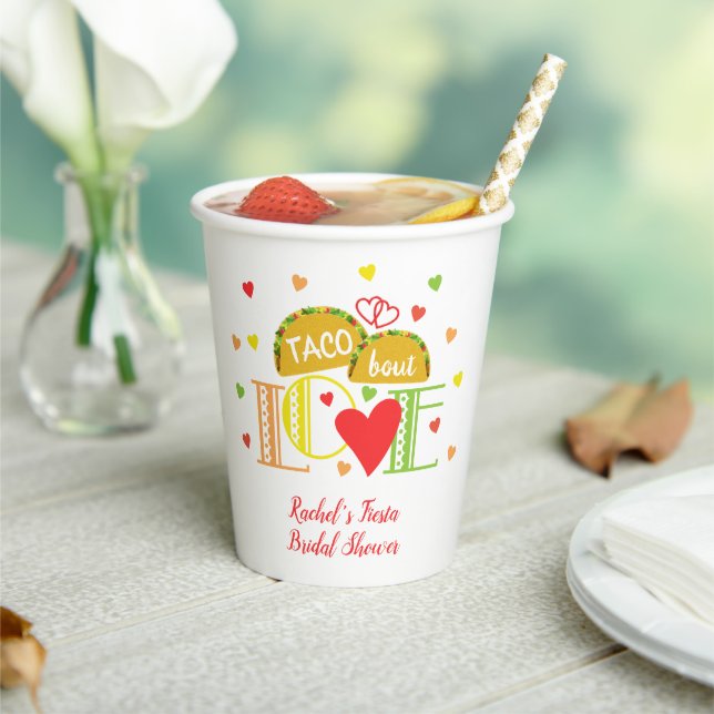 Fiesta Taco Bout Love Colourful Bridal Shower Paper Cups (Insitu)
