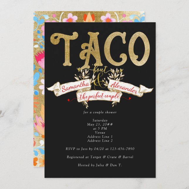 Fiesta Taco Bout Love Perfect Couple Couple Shower Invitation (Front/Back)