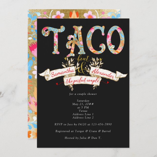 Fiesta Taco Bout Love Perfect Couple Couple Shower Invitation (Front/Back)