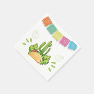 Fiesta Taco Paper Napkin Mexican Cactus Floral