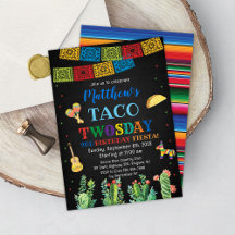 Fiesta Taco TWOsday 2nd Birthday Invitation Boy