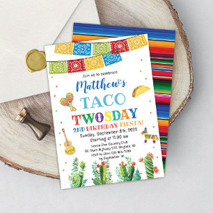 Fiesta Taco TWOsday 2nd Birthday Invitation Boy 