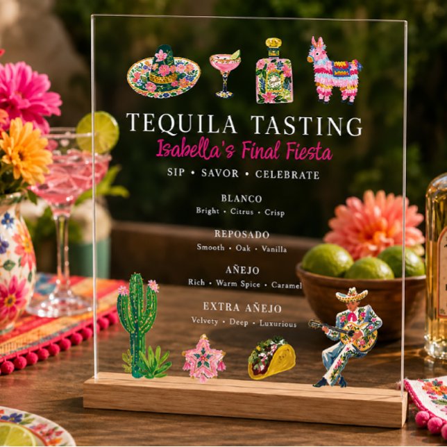Fiesta Tequila Tasting Acrylic Menu Sign (Creator Uploaded)