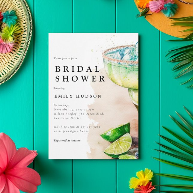 Fiesta Tequila Watercolor Bridal Shower Invitation (Creator Uploaded)