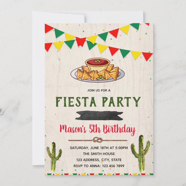 Fiesta theme birthday invitation (Front)