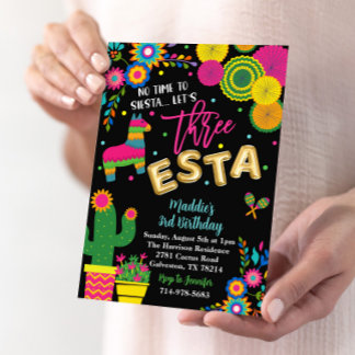 Fiesta Theme Birthday, Three-Esta Birthday Party Invitation