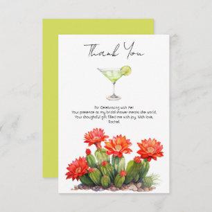 Fiesta Theme Cactus Martini Bridal Shower Thank You Card