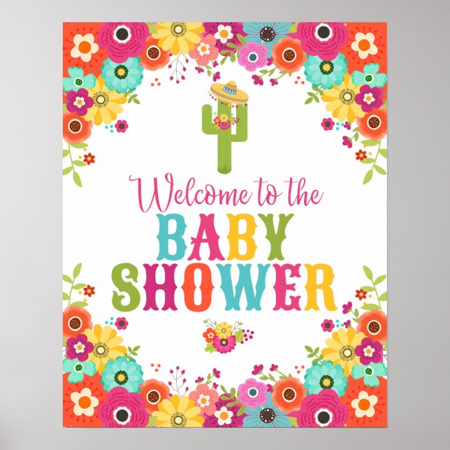 Fiesta Theme Welcome Poster- Baby Shower Poster (Front)