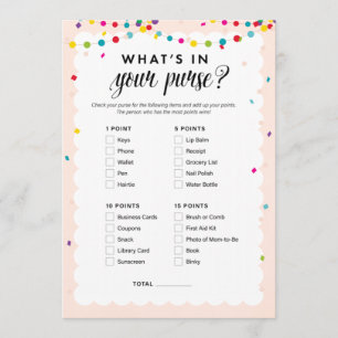 Fiesta theme what's in your purse baby shower game program