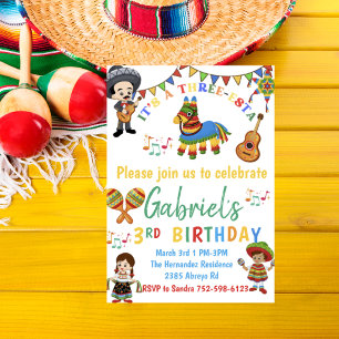 Fiesta themed third birthday,Three-esta invitation