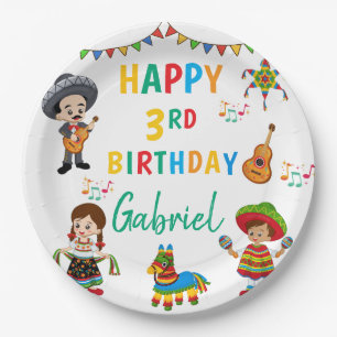 Fiesta, three-esta kids birthday party plates