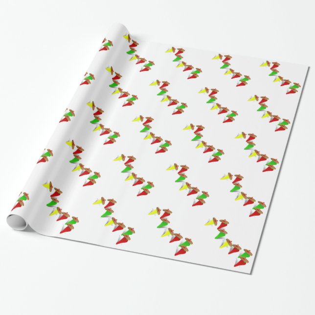 Fiesta Time! Dancing Chilli Peppers Wrapping Paper (Unrolled)