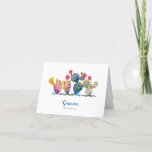 Fiesta Watercolor Cactus Bridal Shower Thank You Card