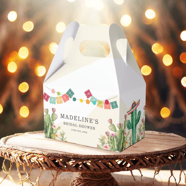Fiesta Watercolor Cactus Mexican Bridal Shower Favour Box (Creator Uploaded)
