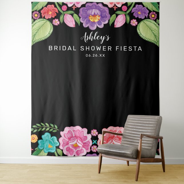 Fiesta Wedding Backdrop Photo Booth Tapestry (In Situ)