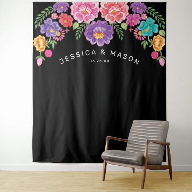 Fiesta Wedding Backdrop Photo Booth Tapestry (In Situ)