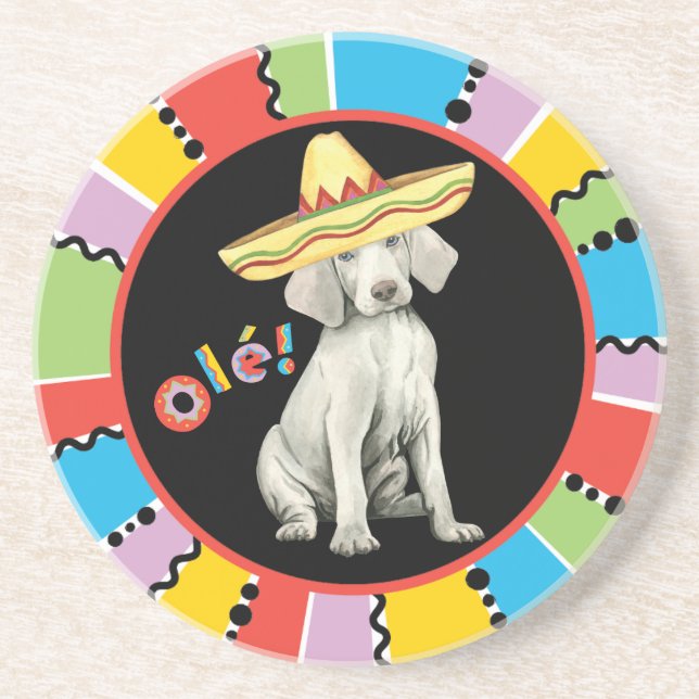 Fiesta Weimaraner Drink Coaster (Front)