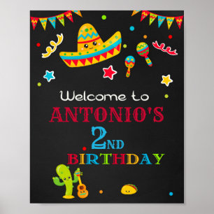 Fiesta welcome party sign First fiesta mexican boy