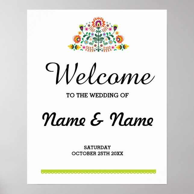 Fiesta Welcome Poster Wedding Mexican Poster (Front)