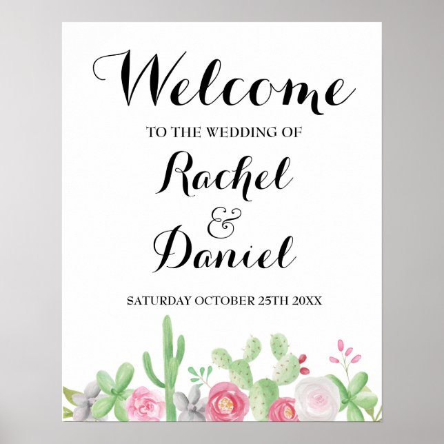 Fiesta Welcome Poster Wedding Mexico Cactus Poster (Front)
