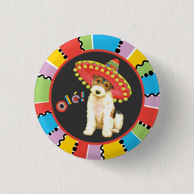 Fiesta Wire Fox Terrier 3 Cm Round Badge (Front)