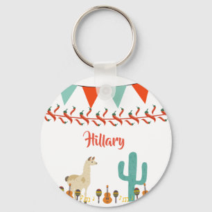 Fiesta with lama cactus mexican style name key ring