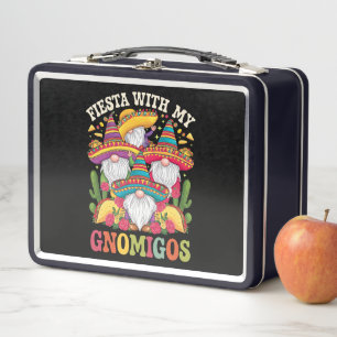 Fiesta With My Gnomigos Gnome Cinco De Mayo Metal Lunch Box